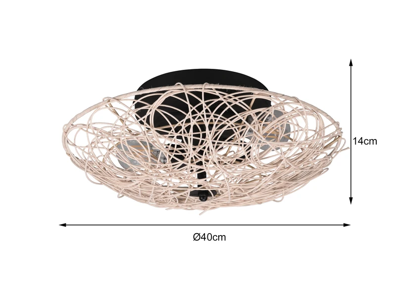 Reality Leuchten Deckenleuchte LOVIS Rattan Geflecht Natur Im Boho Stil Ø 40cm 7 Reality Leuchten Deckenleuchte LOVIS Rattan Geflecht Natur Im Boho Stil Ø 40cm – Bild 5