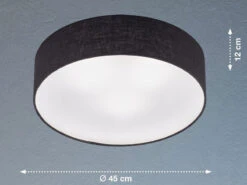 Fischer & Honsel Deckenleuchte MAAT Rund Stoffschirm Leinen Schwarz Ø 45cm -Bestes Beleuchtungs Geschäft deckenleuchte maat rund stoffschirm leinen schwarz 3