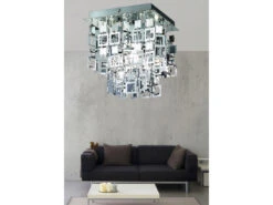 Reality Leuchten Deckenleuchte QUADRATO Eckig Mit Glamourösen Chrombehang 24x24cm -Bestes Beleuchtungs Geschäft deckenleuchte quadrato eckig mit glamouroesen chro 2