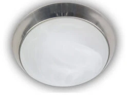 Niermann Deckenleuchte Rund, Glas Alabaster, Dekorring Nickel Matt, Ø 35cm