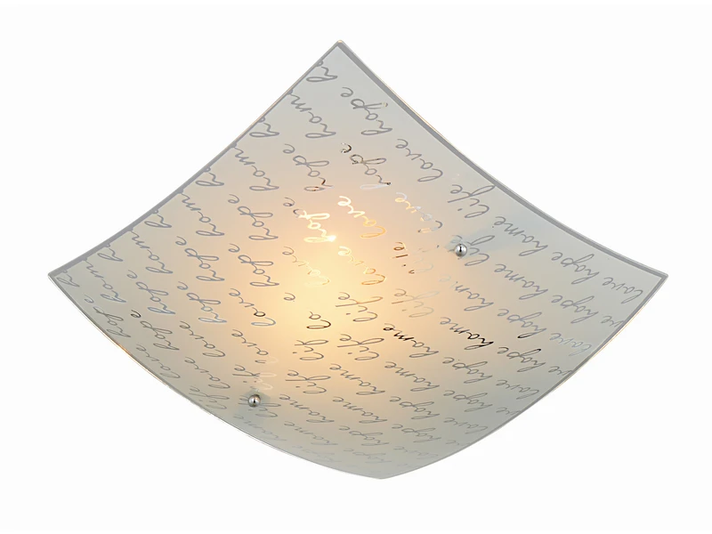 Trio Leuchten Deckenleuchte SIGNA Aus Glas Mit Signatur Dekor, Quadrat 30cm 4 Trio Leuchten Deckenleuchte SIGNA Aus Glas Mit Signatur Dekor, Quadrat 30cm – Bild 2