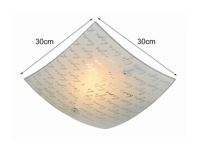 Trio Leuchten Deckenleuchte SIGNA Aus Glas Mit Signatur Dekor, Quadrat 30cm 5 Trio Leuchten Deckenleuchte SIGNA Aus Glas Mit Signatur Dekor, Quadrat 30cm – Bild 3