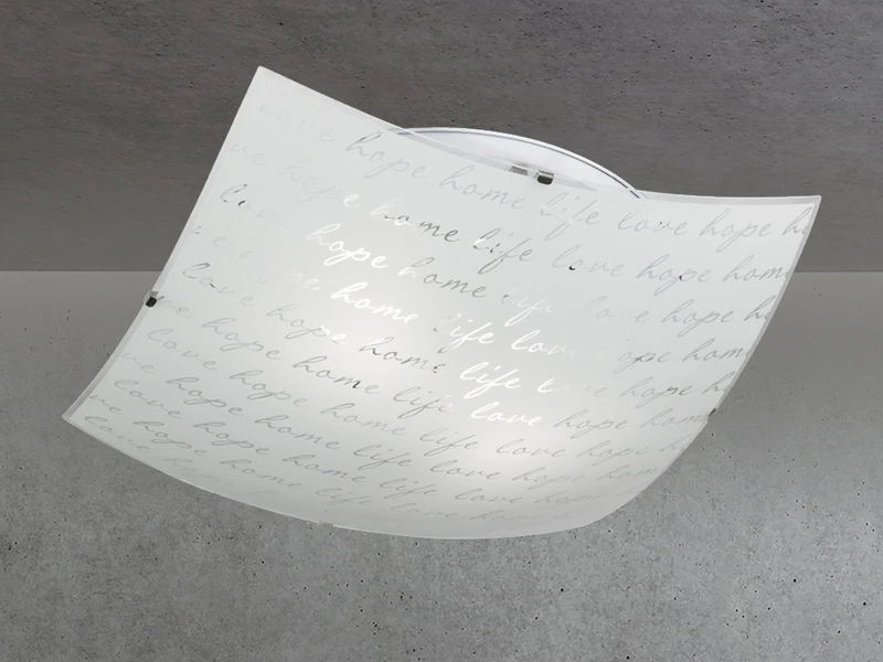 Trio Leuchten Deckenleuchte SIGNA Aus Glas Mit Signatur Dekor, Quadrat 30cm 7 Trio Leuchten Deckenleuchte SIGNA Aus Glas Mit Signatur Dekor, Quadrat 30cm – Bild 5