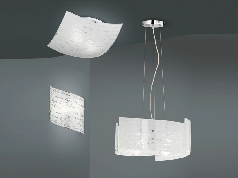 Trio Leuchten Deckenleuchte SIGNA Aus Glas Mit Signatur Dekor, Quadrat 30cm 10 Trio Leuchten Deckenleuchte SIGNA Aus Glas Mit Signatur Dekor, Quadrat 30cm – Bild 8