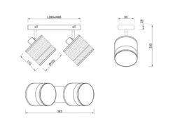 Reality Leuchten Deckenstrahler BOLZANO 2-flammig Lampenschirme In Holzoptik, Breite 36cm -Bestes Beleuchtungs Geschäft deckenstrahler bolzano 2 flammig lampenschirme in 1 4
