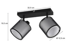 Trio Leuchten Deckenstrahler BURTON 2 Flammig Stoff Organza Transparent Schwarz Innen Weiß -Bestes Beleuchtungs Geschäft deckenstrahler burton 2 flammig stoff organza tran 2