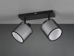 Trio Leuchten Deckenstrahler BURTON 2 Flammig Stoff Organza Transparent Schwarz Innen Weiß -Bestes Beleuchtungs Geschäft deckenstrahler burton 2 flammig stoff organza tran 3