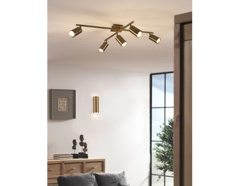 Trio Leuchten Deckenstrahler MARLEY In Altmessing 5-flammig Arm & Spots Schwenkbar 5 Trio Leuchten Deckenstrahler MARLEY In Altmessing 5-flammig Arm & Spots Schwenkbar – Bild 3