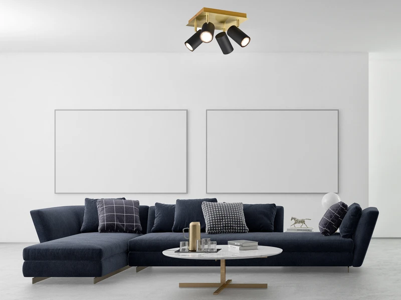 Trio Leuchten Deckenstrahler MARLEY In Schwarz-Gold 4-flammig Spots Schwenkbar 5 Trio Leuchten Deckenstrahler MARLEY In Schwarz-Gold 4-flammig Spots Schwenkbar – Bild 3