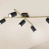 Trio Leuchten Deckenstrahler MARLEY In Schwarz-Gold 5-flammig Arm & Spots Schwenkbar -Bestes Beleuchtungs Geschäft deckenstrahler marley in schwarz gold 5 flammig ar