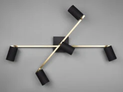 Trio Leuchten Deckenstrahler MARLEY In Schwarz-Gold 5-flammig Arm & Spots Schwenkbar -Bestes Beleuchtungs Geschäft deckenstrahler marley in schwarz gold 5 flammig ar 5