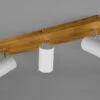 Trio Leuchten Deckenstrahler MARLEY In Weiß Mit Holz 3-flammig Spots Schwenkbar -Bestes Beleuchtungs Geschäft deckenstrahler marley in weiss mit holz 3 flammig