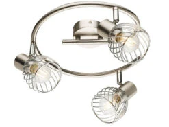 Globo Deckenstrahler TEXAS Rondell 3-flammig, Metall Silber Ø 28cm