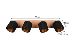 Reality Leuchten Deckenstrahler TOMMY 4 Flammig Holzsockel & Stoffschirme Schwarz Gold -Bestes Beleuchtungs Geschäft deckenstrahler tommy 4 flammig holzsockel stoffsch 3