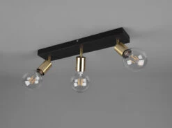Reality Leuchten Deckenstrahler VANNES 3 Flammig Messing/Schwarz, Balken 44cm Breit -Bestes Beleuchtungs Geschäft deckenstrahler vannes 3 flammig messing schwarz ba 2