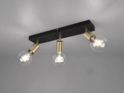 Reality Leuchten Deckenstrahler VANNES 3 Flammig Messing/Schwarz, Balken 44cm Breit