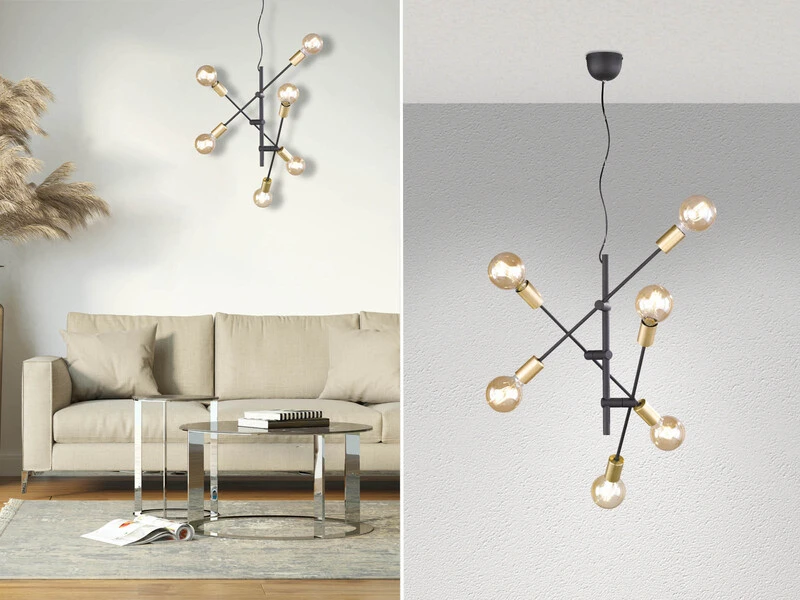 Trio Leuchten Design LED Pendelleuchte Mit Schwenkbaren Armen In Schwarz & Bronze 3 Trio Leuchten Design LED Pendelleuchte Mit Schwenkbaren Armen In Schwarz & Bronze