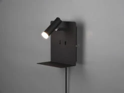 Trio Leuchten Design LED Wandleuchte ELEMENT In Schwarz Matt Mit USB Ladebuchse Und Ablage -Bestes Beleuchtungs Geschäft design led wandleuchte element in schwarz matt mit 2