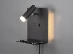 Trio Leuchten Design LED Wandleuchte ELEMENT In Schwarz Matt Mit USB Ladebuchse Und Ablage -Bestes Beleuchtungs Geschäft design led wandleuchte element in schwarz matt mit 5