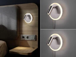 Trio Leuchten Design LED Wandleuchten 2er Set In Silber Matt Wandstrahler Leselampe