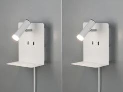Trio Leuchten Design LED Wandleuchten 2er Set In Weiß Matt Mit USB Ladebuchse Und Ablage -Bestes Beleuchtungs Geschäft design led wandleuchten 2er set in weiss matt mit 1 2