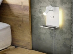 Trio Leuchten Design LED Wandleuchten 2er Set In Weiß Matt Mit USB Ladebuchse Und Ablage -Bestes Beleuchtungs Geschäft design led wandleuchten 2er set in weiss matt mit 1 4