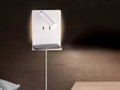 Trio Leuchten Design LED Wandleuchten 2er Set In Weiß Matt Mit USB Ladebuchse Und Ablage -Bestes Beleuchtungs Geschäft design led wandleuchten 2er set in weiss matt mit 1 5