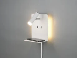 Trio Leuchten Design LED Wandleuchten 2er Set In Weiß Matt Mit USB Ladebuchse Und Ablage -Bestes Beleuchtungs Geschäft design led wandleuchten 2er set in weiss matt mit 1 7