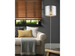 Globo Design Stehlampe AMY Mit Stoffschirm Silberfarbig, Höhe 160cm