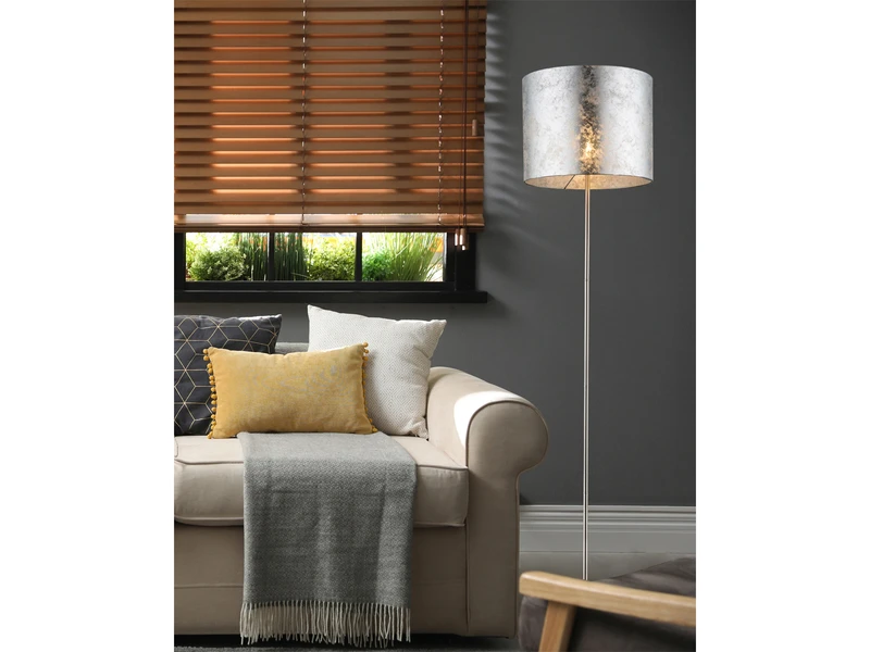 Globo Design Stehlampe AMY Mit Stoffschirm Silberfarbig, Höhe 160cm 3 Globo Design Stehlampe AMY Mit Stoffschirm Silberfarbig, Höhe 160cm