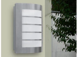 Lutec Dezente Edelstahl LED Außenwandleuchte SLIM, IP44, 21,6 X 17,6 Cm