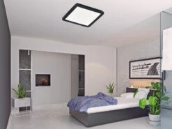 Reality Leuchten Dimmbare LED Deckenleuchte CAMILLUS Flache Badezimmerlampe 30x30cm Schwarz IP44 -Bestes Beleuchtungs Geschäft dimmbare led deckenleuchte camillus flache badezim 46