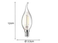 Wofi E14 Filament LED - 3 Watt, 320 Lumen, Warmweiß, Ø 3,5cm- Extern Dimmbar -Bestes Beleuchtungs Geschäft e14 filament led 3 watt 320 lumen warmweiss 35cm e 2