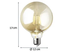 Wofi E27 Filament LED - 6 Watt, 680 Lumen, Warmweiß, Ø12cm - Extern Dimmbar -Bestes Beleuchtungs Geschäft e27 filament led 6 watt 680 lumen warmweiss 12cm e 3