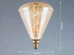 FHL Easy E27 Filament LED Diamant Ø19cm Bernstein - 4 Watt, 220 Lumen - Deko Glühbirne -Bestes Beleuchtungs Geschäft e27 filament led diamant 19cm bernstein 4 watt 220 2
