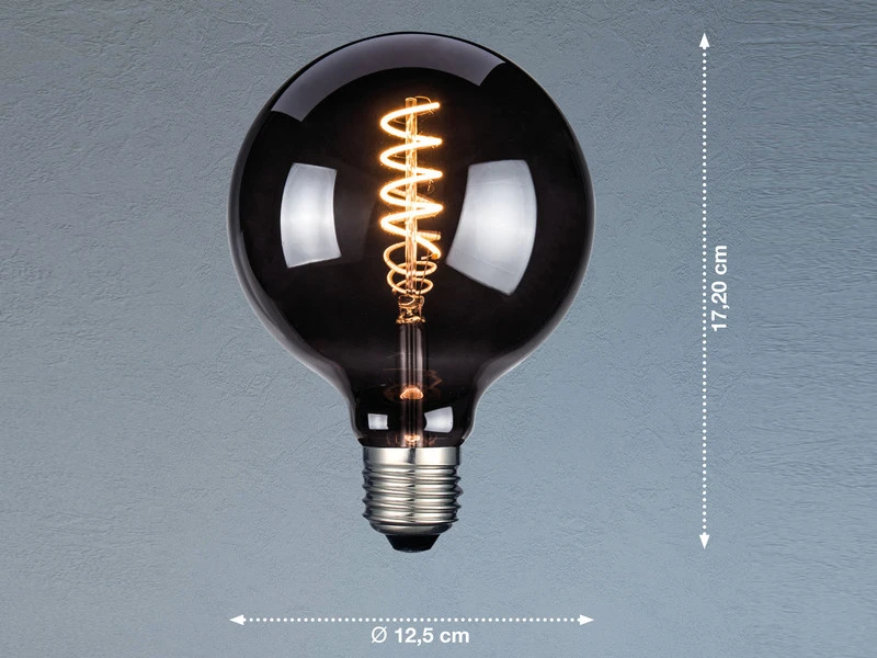 FHL Easy E27 Filament LED Globe Ø12,5cm Deko Glühlampe Rauchfarben 4 Watt, 60 Lumen 5 FHL Easy E27 Filament LED Globe Ø12,5cm Deko Glühlampe Rauchfarben 4 Watt, 60 Lumen – Bild 3