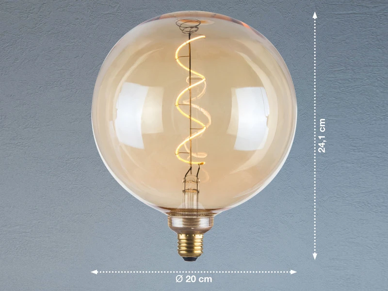 FHL Easy E27 Filament LED Globe Ø20cm Bernstein - 4 Watt, 220 Lumen - Deko Glühlampe 5 FHL Easy E27 Filament LED Globe Ø20cm Bernstein - 4 Watt, 220 Lumen - Deko Glühlampe – Bild 3