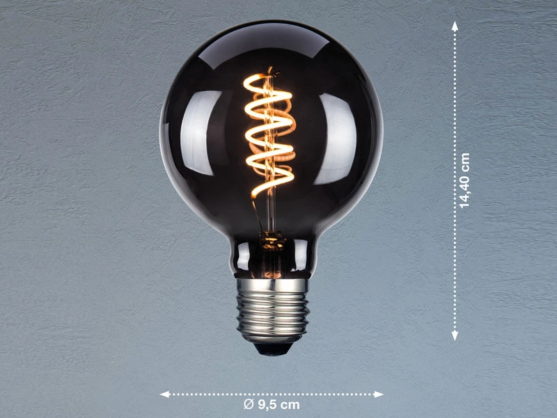 FHL Easy E27 Filament LED Globe Ø9,5cm Deko Glühlampe Rauchfarben 4 Watt, 60 Lumen 5 FHL Easy E27 Filament LED Globe Ø9,5cm Deko Glühlampe Rauchfarben 4 Watt, 60 Lumen – Bild 3