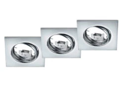 Trio Leuchten Eckige Einbaustrahler Decke JURA 3er Set Schwenkbar Silber Chrom GU10 -Bestes Beleuchtungs Geschäft eckige einbaustrahler decke jura 3er set schwenkba 1