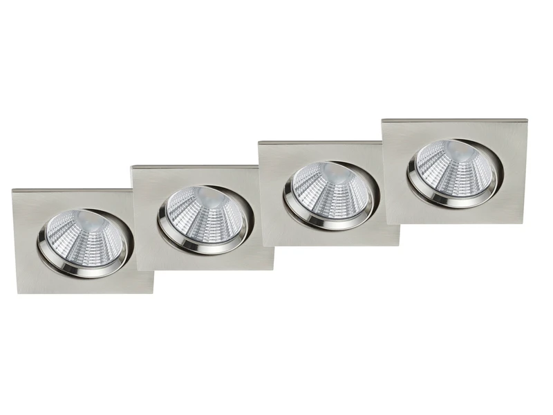 Trio Leuchten Eckige LED Einbaustrahler Decke Im 4er Set Schwenkbar Dimmbar Nickel Matt 5,5W 4 Trio Leuchten Eckige LED Einbaustrahler Decke Im 4er Set Schwenkbar Dimmbar Nickel Matt 5,5W – Bild 2