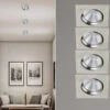 Trio Leuchten Eckige LED Einbaustrahler Decke Im 4er Set Schwenkbar Dimmbar Nickel Matt 5,5W