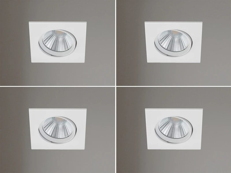 Trio Leuchten Eckige LED Einbaustrahler Decke Im 4er Set Schwenkbar Dimmbar Nickel Matt 5,5W 5 Trio Leuchten Eckige LED Einbaustrahler Decke Im 4er Set Schwenkbar Dimmbar Nickel Matt 5,5W – Bild 3