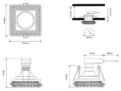 Trio Leuchten Eckiger Deckeneinbaustrahler DOLOMITE In Silber Chrom Mit Kristallglas 10 X 10cm -Bestes Beleuchtungs Geschäft eckiger deckeneinbaustrahler dolomite in silber ch 6