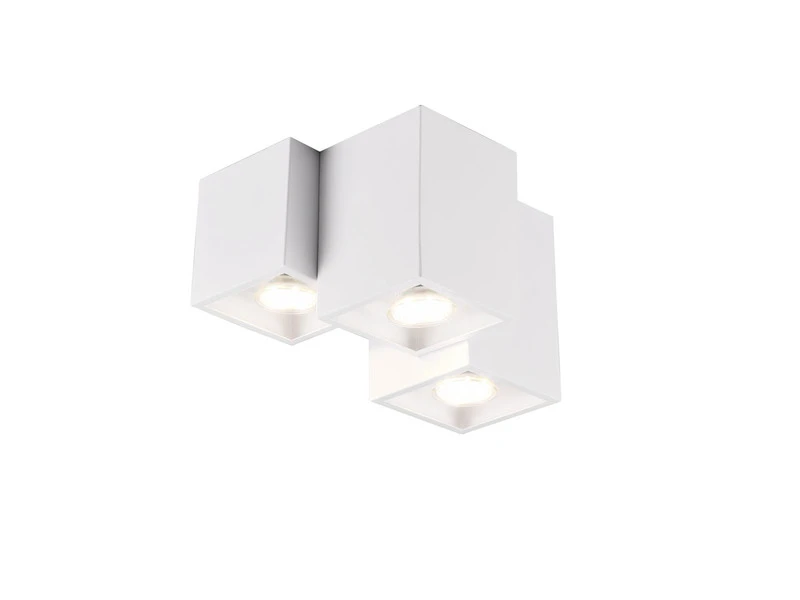 Trio Leuchten Eckiger Deckenstrahler FERNANDO 3 Flammig, Aufbaustrahler Weiß Matt 4 Trio Leuchten Eckiger Deckenstrahler FERNANDO 3 Flammig, Aufbaustrahler Weiß Matt – Bild 2
