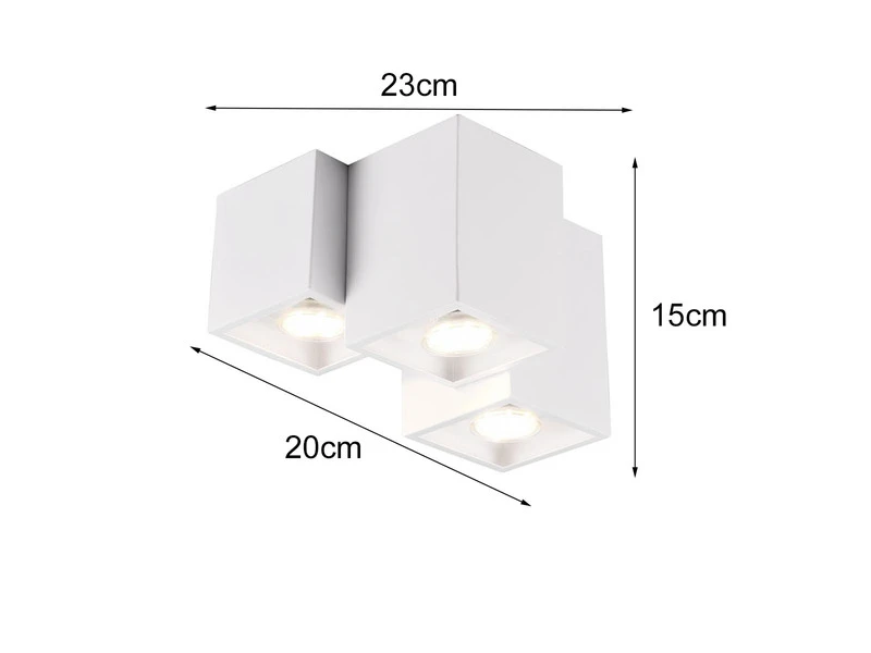 Trio Leuchten Eckiger Deckenstrahler FERNANDO 3 Flammig, Aufbaustrahler Weiß Matt 6 Trio Leuchten Eckiger Deckenstrahler FERNANDO 3 Flammig, Aufbaustrahler Weiß Matt – Bild 4