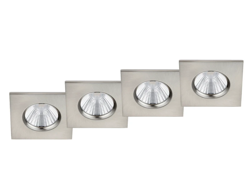 Trio Leuchten Eckiger LED Deckeneinbaustrahler 4er Set Dimmbar In Silber Matt, IP65 4 Trio Leuchten Eckiger LED Deckeneinbaustrahler 4er Set Dimmbar In Silber Matt, IP65 – Bild 2