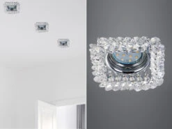 Trio Leuchten Eckiger LED Deckeneinbaustrahler In Silber Chrom Mit Kristallglas 10 X 10cm -Bestes Beleuchtungs Geschäft eckiger led deckeneinbaustrahler in silber chrom m 6