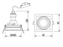 Trio Leuchten Eckiger LED Deckeneinbaustrahler Schwarz Matt, Schwenkbar 9,2 X 9,2cm -Bestes Beleuchtungs Geschäft eckiger led deckeneinbaustrahler schwarz matt schw 6