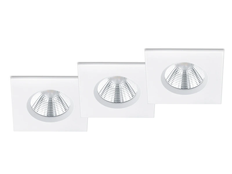 Trio Leuchten Eckiger LED Einbaustrahler ZAGROS 3er Set Dimmbar In Weiß Matt, IP65 3 Trio Leuchten Eckiger LED Einbaustrahler ZAGROS 3er Set Dimmbar In Weiß Matt, IP65