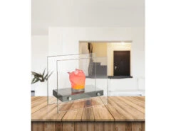 Globo Effektvolle LED Tischlampe FIRE Im Design Tischkamin, Glas 30,5 X 15 Cm